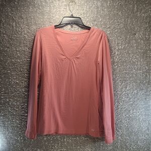 Vineyard Vines Womens Pink V Neck Long Sleeve Pullover Shirt Medium Cotton  READ